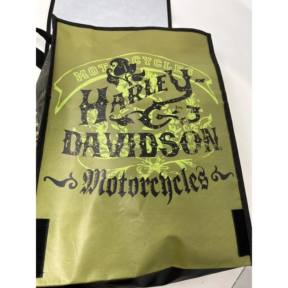 Harley Davidson Reusable Paper Tote Messenger Bag Black Olive Rose 2013 Licensed